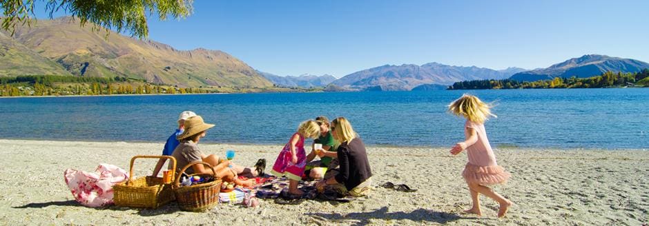 family picnic at lake wanaka
