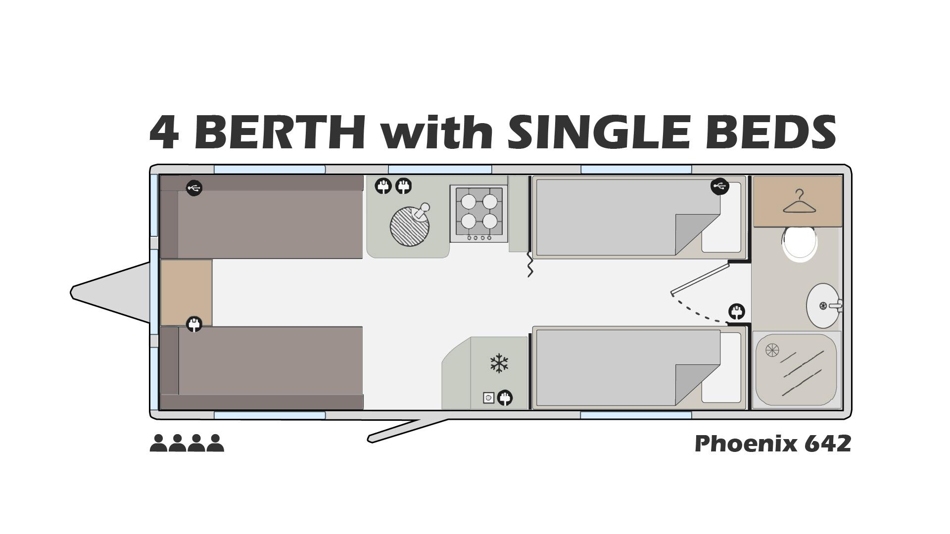 Phoenix 642 Single beds Plan view